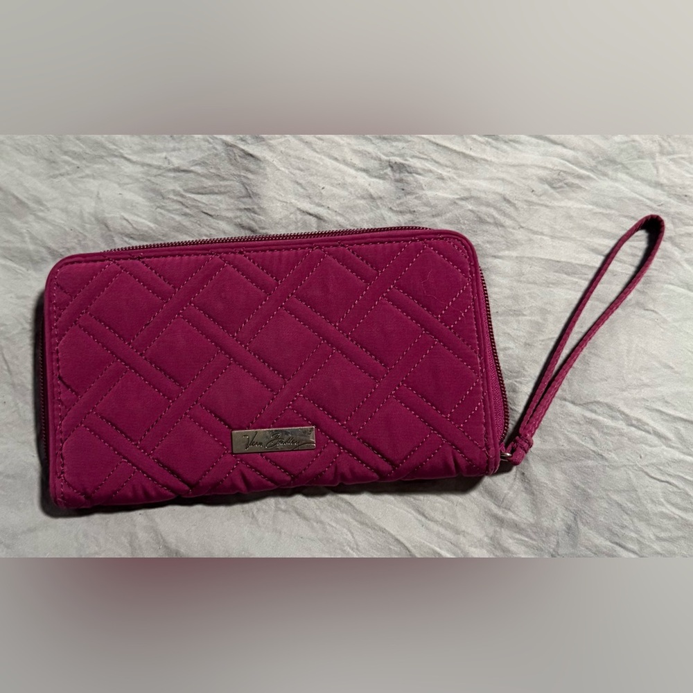Vera Bradley Purple Zipper Quilted Wallet Wristlet Clutch